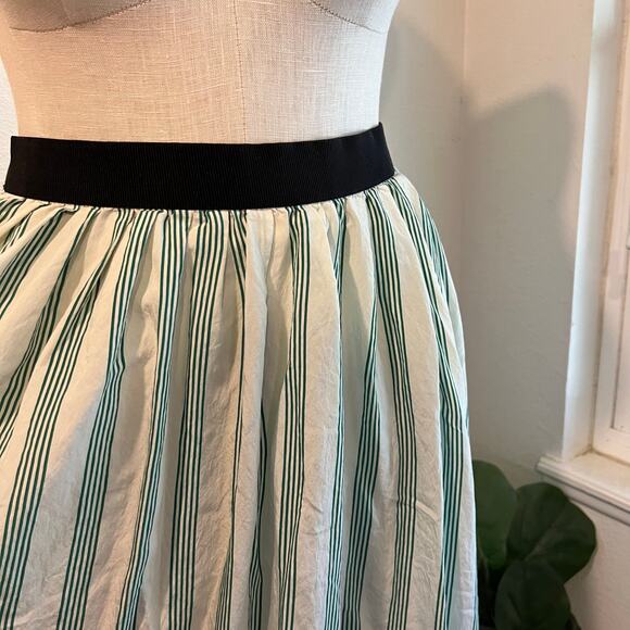 Future Collective Green Vertical Striped Retro A Line Elastic Waist Size XL - Picture 3 of 10